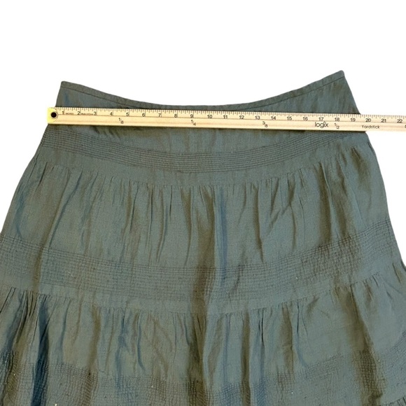 Green Tiered Flowy Maxi Midi Fall Skirt Alfani Plus Size 16 100% Cotton EUC - Picture 5 of 7